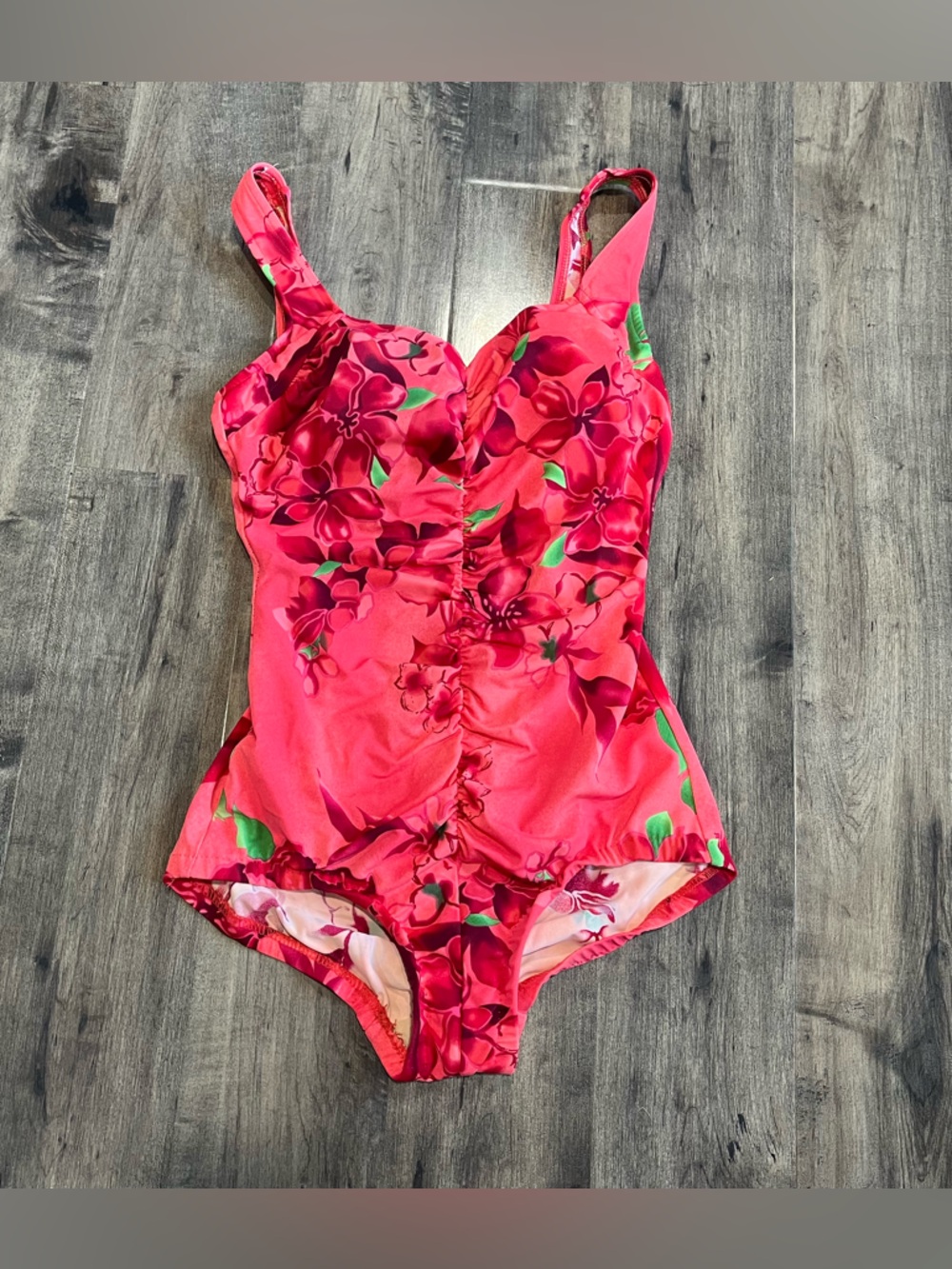 Le Cove One Piece Floral Slimming Swimsuit Women Sz 10 Resort Ruching Swim
